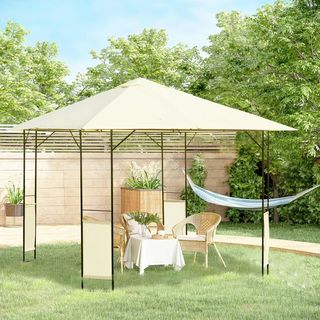 Gazebo da Giardino 3x3m in Metallo Nero con Tettuc
