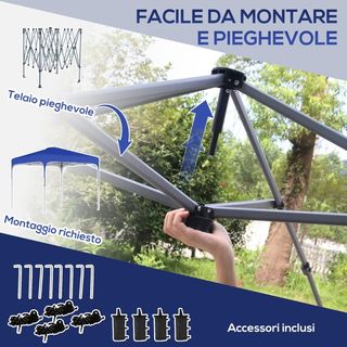 Gazebo Pieghevole 2.5x2.5 m con Altezza Regolabile