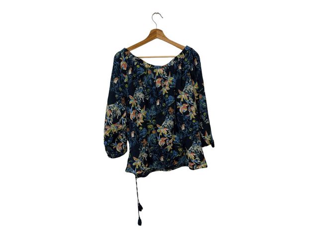 Blusa boho  azul multicolor, algodón T 46 , H&M
