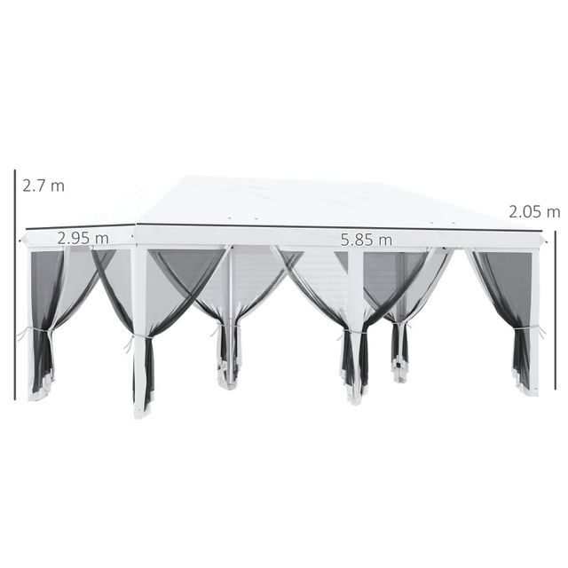 Gazebo Pieghevole 6x3 m in Acciaio con 6 Tende Zan