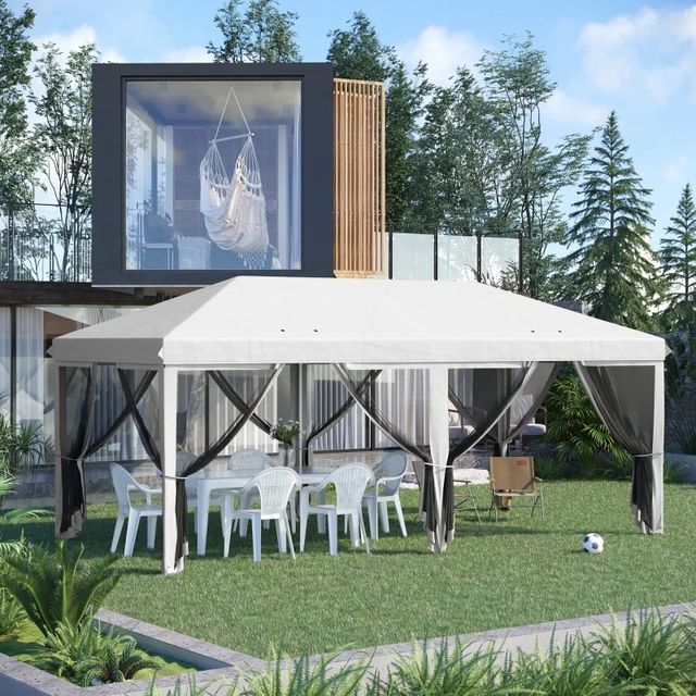 Gazebo Pieghevole 6x3 m in Acciaio con 6 Tende Zan