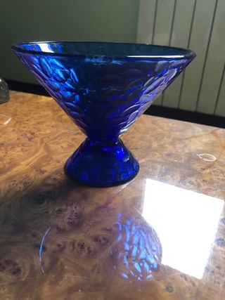 Frutero Cuenco cristal azul