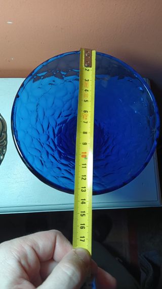 Frutero Cuenco cristal azul