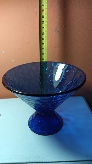 Frutero Cuenco cristal azul