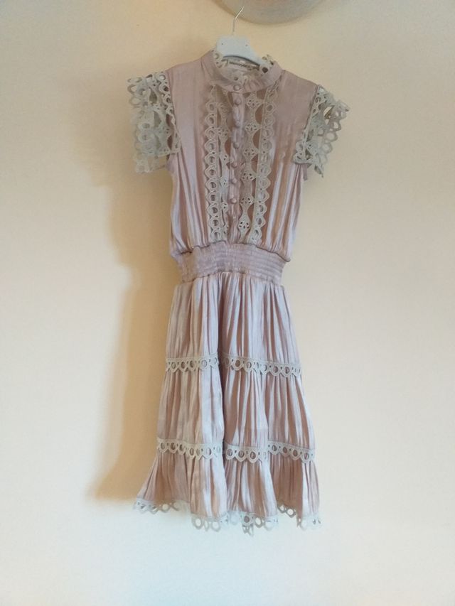 Abito estivo pizzo satinato donna XS XXS elegante