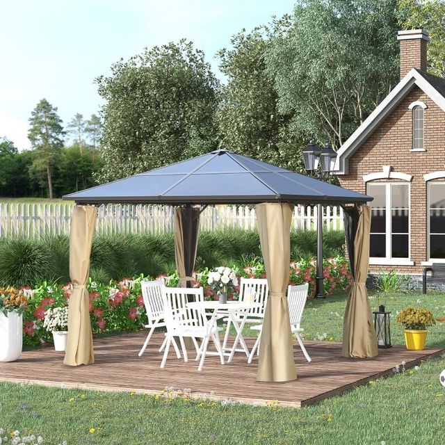 Gazebo da Giardino 3x3m con Tetto in Policarbonato
