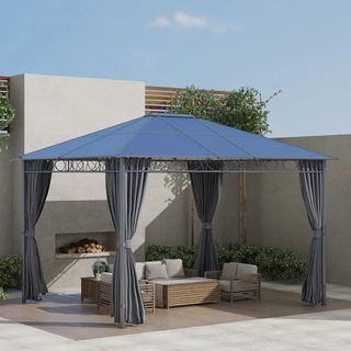  Gazebo da Giardino 3.6x3m con Tetto in Policarbon