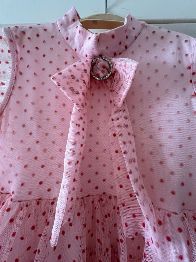 Vestido rosa niña tull plumeti talla 7 años