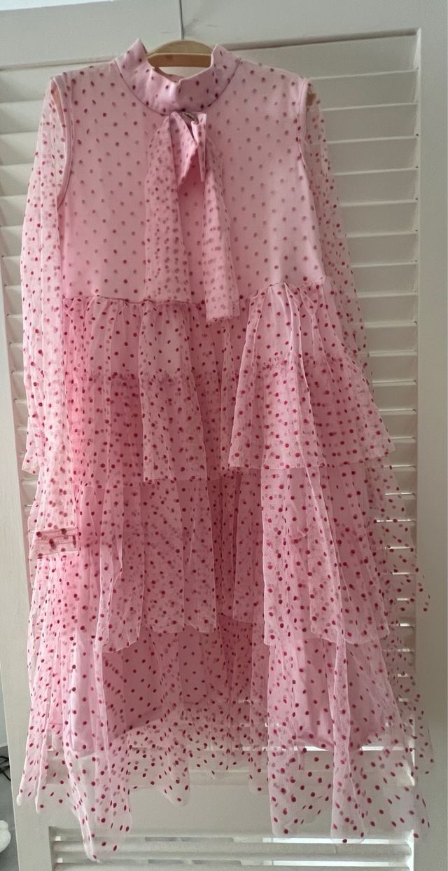 Vestido rosa niña tull plumeti talla 7 años