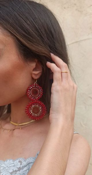 Pendientes largos cuentas de cristal 