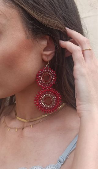 Pendientes largos cuentas de cristal 