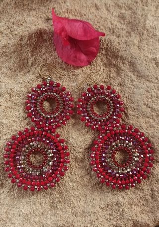 Pendientes largos cuentas de cristal 