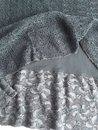 Blusa hilo lentejuelas manga larga XXL verde forro