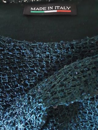 Blusa hilo lentejuelas manga larga XXL verde forro