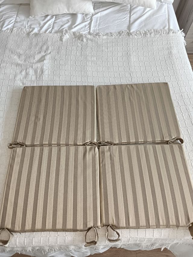 4 Cubresillas Acolchados Tela Rayas