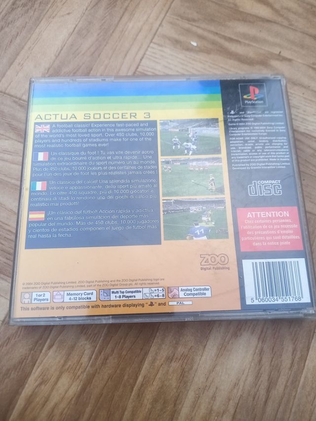 Playstation 1 Actua Fútbol 3