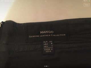 Mini falda piel marca Mango