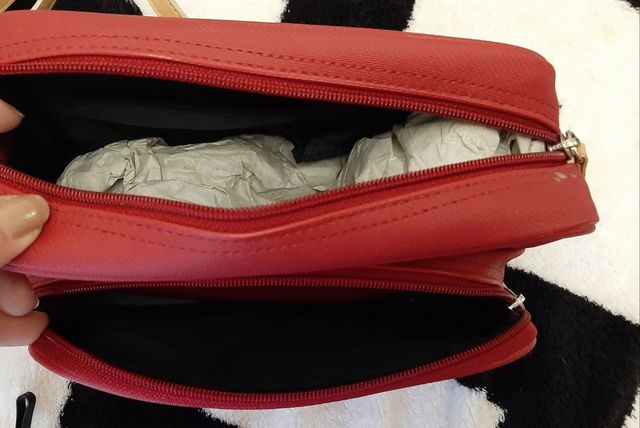 Borsa bauletto compatta estella rossa beige nuova