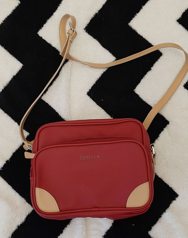 Borsa bauletto compatta estella rossa beige nuova