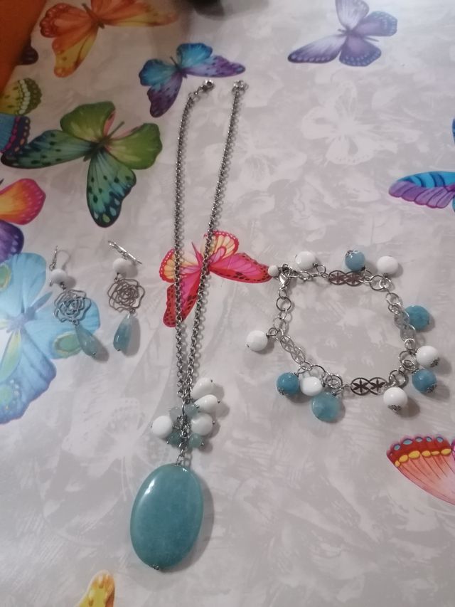 Parure collana, orecchini, btacciale