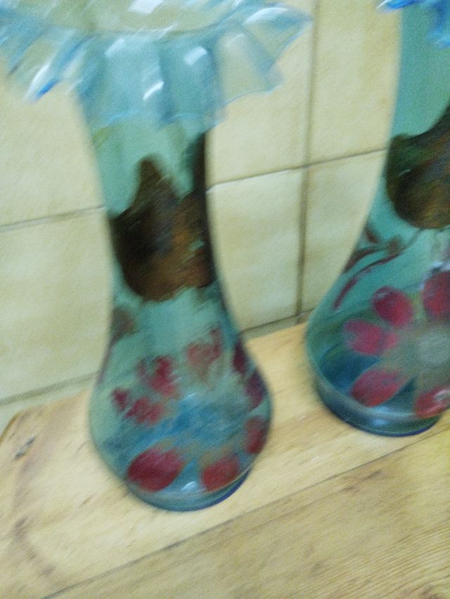 Antigua pareja jarrones cristal