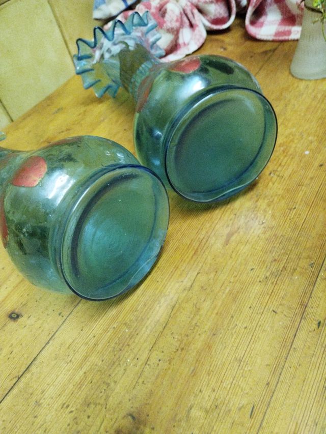 Antigua pareja jarrones cristal