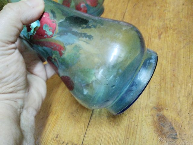 Antigua pareja jarrones cristal