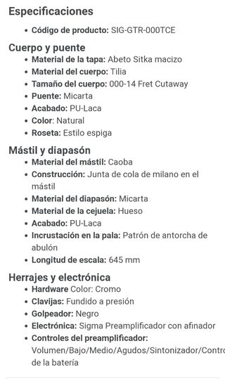 Guitarra acústica Sigma 000TCE