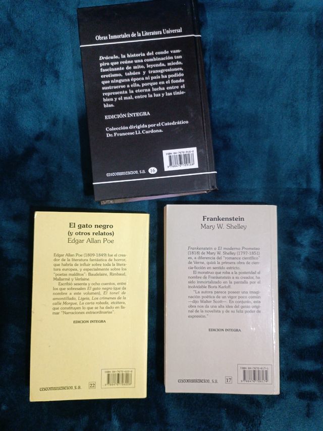 Libros Terror Lote Drácula/Frankenstein/