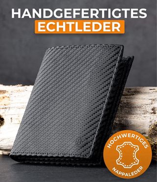 Cartera vertical de piel carbono Nueva