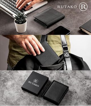 Cartera vertical de piel carbono Nueva