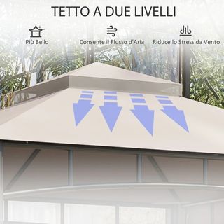 Gazebo da Giardino 3x3 m con Tenda Parasole Latera