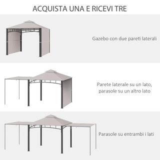 Gazebo da Giardino 3x3 m con Tenda Parasole Latera