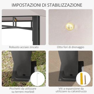 Gazebo da Giardino 3x3 m con Tenda Parasole Latera