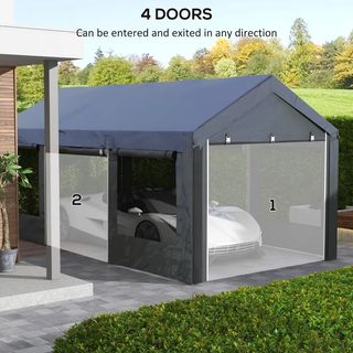 Gazebo per Auto e Feste con Altezza Regolabile, 4 