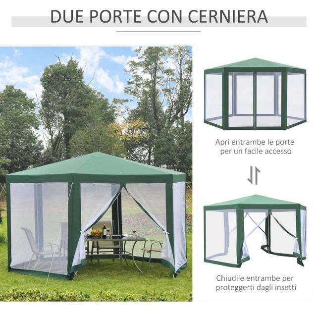 Gazebo 4x4 m da Giardino Esagonale con Pareti in