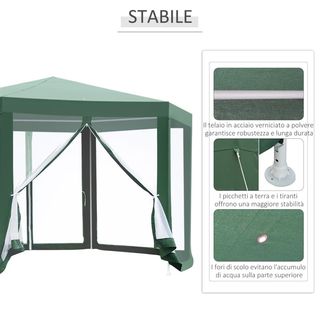  Gazebo 4x4 m da Giardino Esagonale con Pareti in 