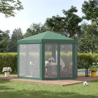  Gazebo 4x4 m da Giardino Esagonale con Pareti in 