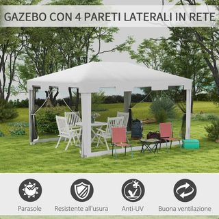 Gazebo da Giardino 4x3 m Pieghevole con Zanzariera
