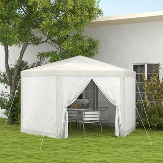 Gazebo da Giardino Esagonale con Doppio Ingresso, 