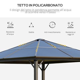 Gazebo da Giardino con Tetto in Policarbonato e St