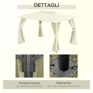 Gazebo da Giardino 4x3m con Doppio Tettuccio, Pare