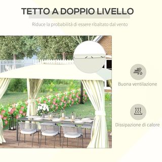 Gazebo da Giardino 4x3m con Doppio Tettuccio, Pare