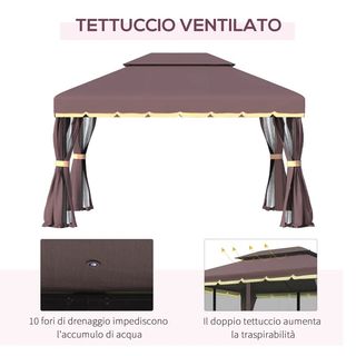 Gazebo da Giardino 3x4m con Doppio Tetto, Zanzarie