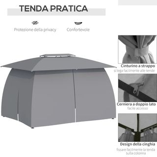 Gazebo da Giardino 4x3m con Doppio Tettuccio, Pare
