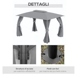 Gazebo da Giardino 4x3m con Doppio Tettuccio, Pare