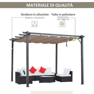 Pergola da Giardino 3x3 m con Tettuccio Retrattile