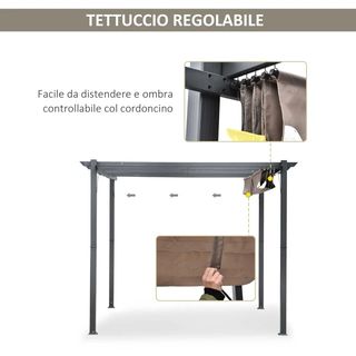 Pergola da Giardino 3x3 m con Tettuccio Retrattile