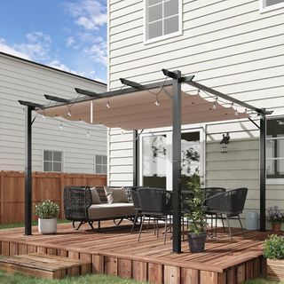 Pergola da Giardino 3x3 m con Tettuccio Retrattile