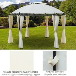 Gazebo da Giardino Rotondo con Doppio Tettuccio, C